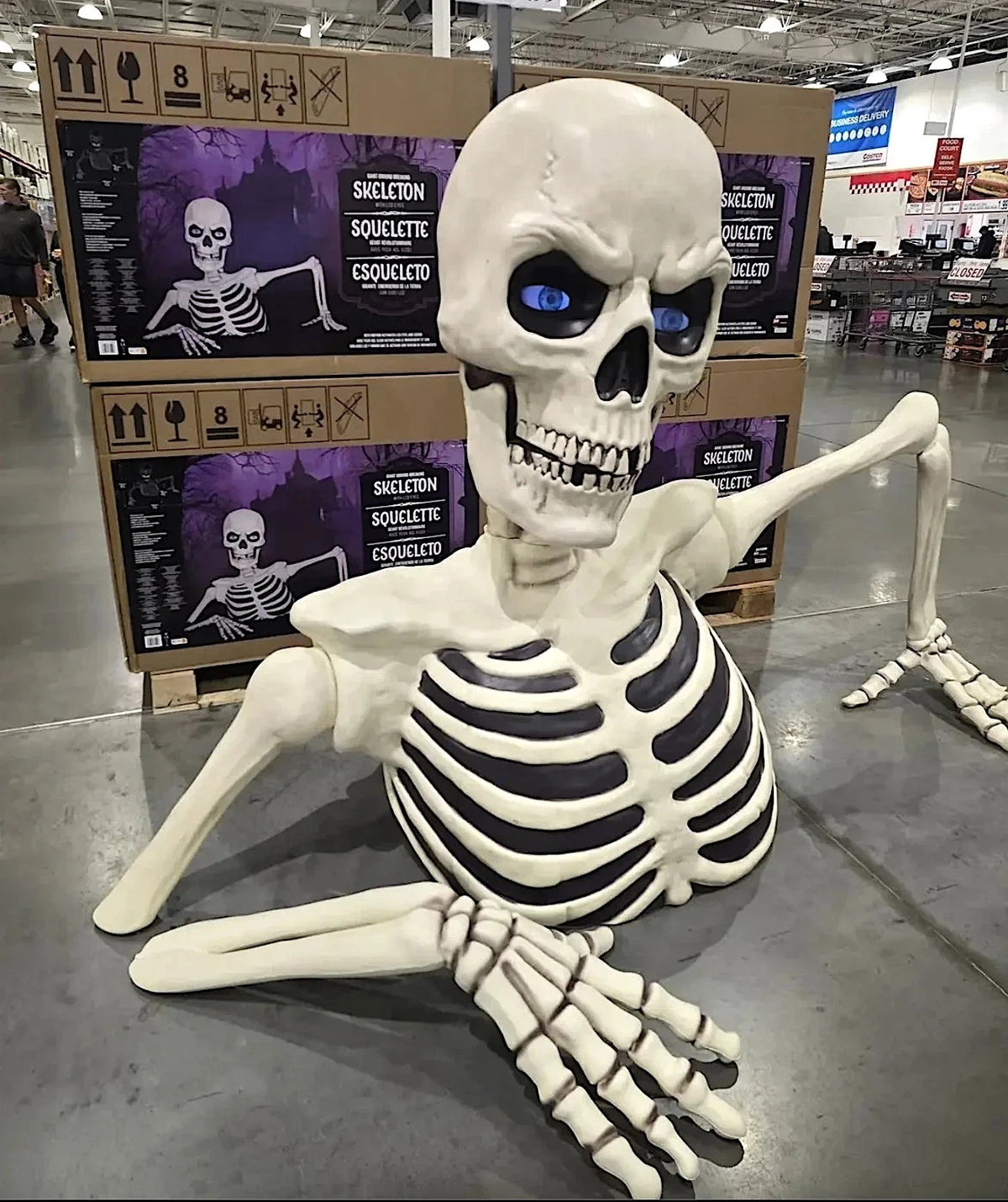 💥 Early Bird Halloween Sale!🔥 Giant Ground Breaking Skeleton with LCD Eyes and Sound Halloween Decor Prop