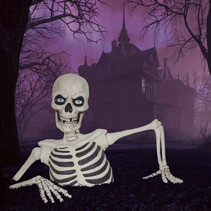 💥 Early Bird Halloween Sale!🔥 Giant Ground Breaking Skeleton with LCD Eyes and Sound Halloween Decor Prop