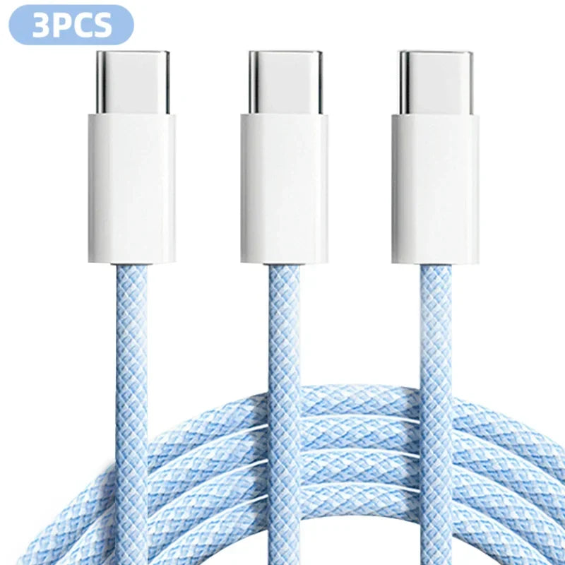 3-Pack 6FT 60W USB-C Fast Charging Cables