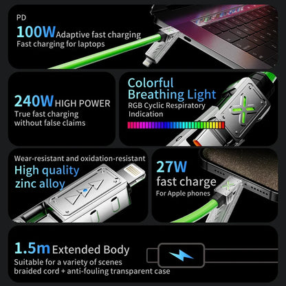 240W 4-in-1 Fast Charging Cable – Multi-Port USB-C Cable