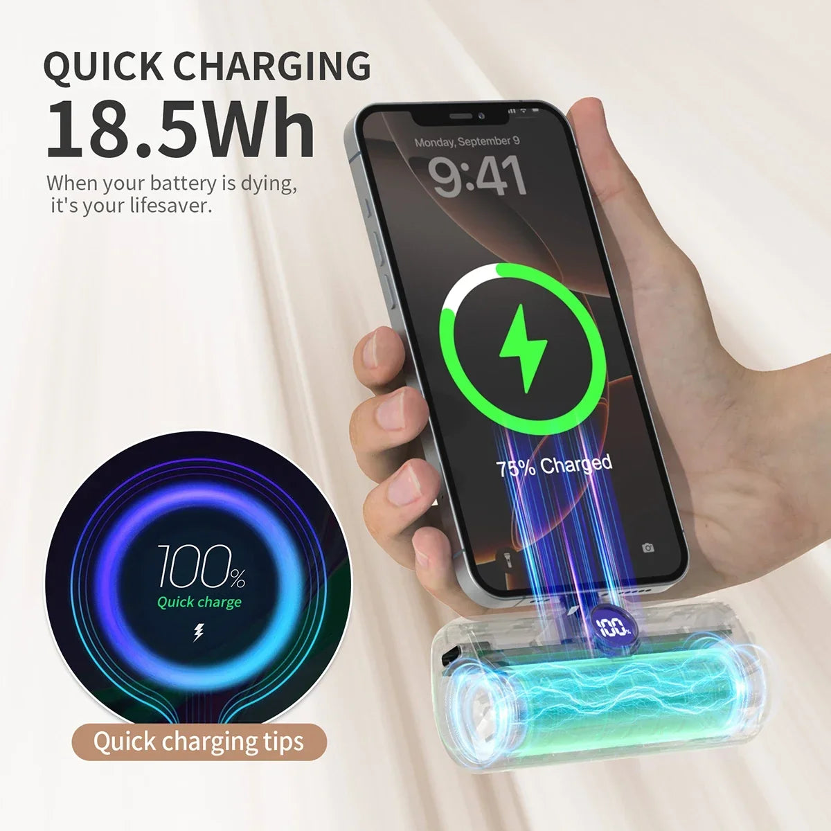 Mini 5000mAh Fast Charging Power Bank with LED Digital Display