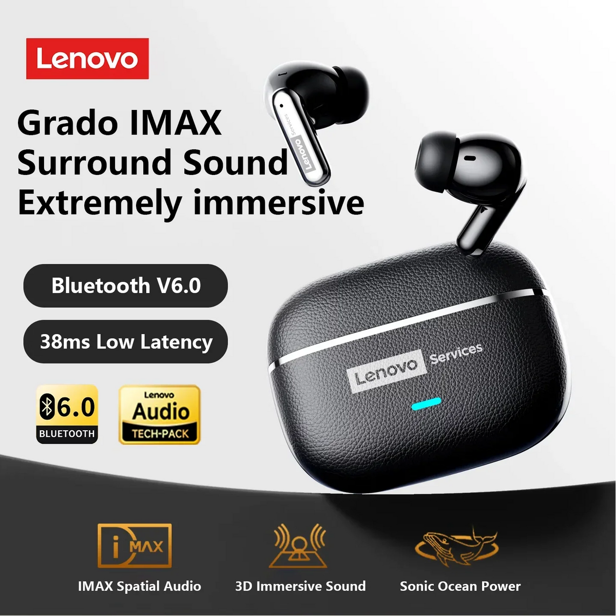 Lenovo LE208 Wireless Gaming Earphones – ENC, 38ms Low Latency