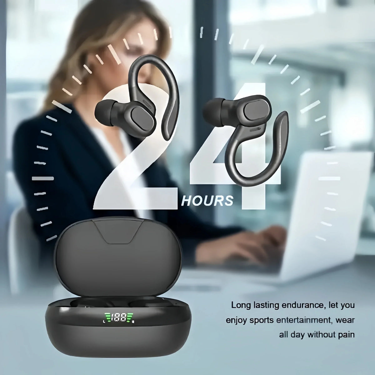 TWS Open-Ear Clip Earbuds with LED Display