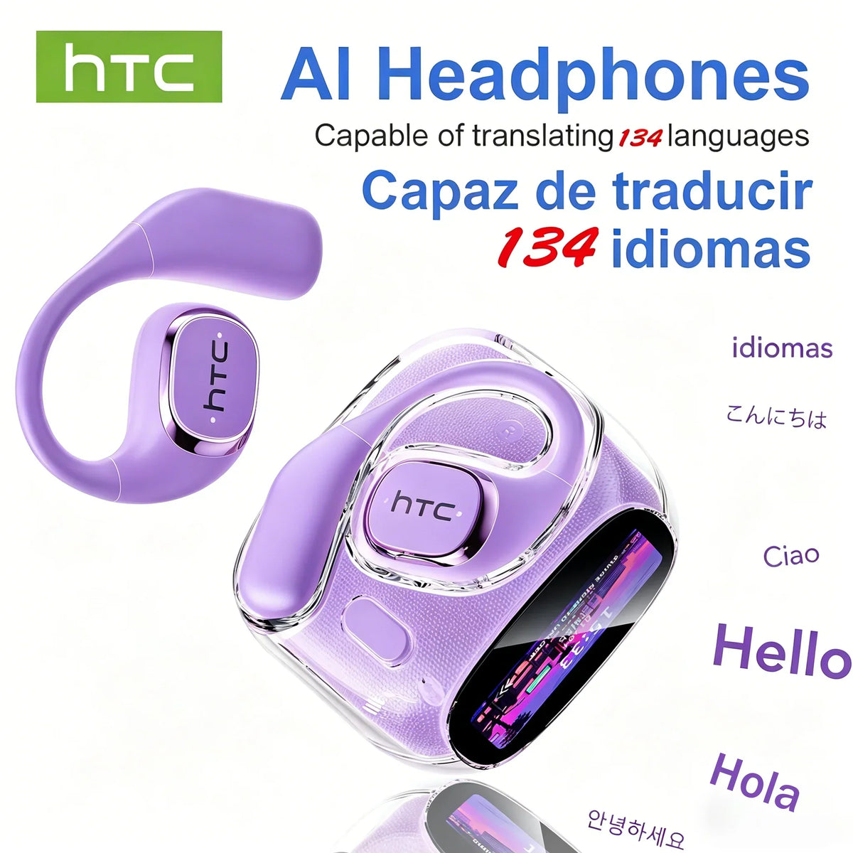 HTC NE11 Wireless Earbuds – HD Display, 30H Battery