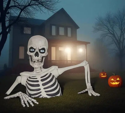 💥 Early Bird Halloween Sale!🔥 Giant Ground Breaking Skeleton with LCD Eyes and Sound Halloween Decor Prop